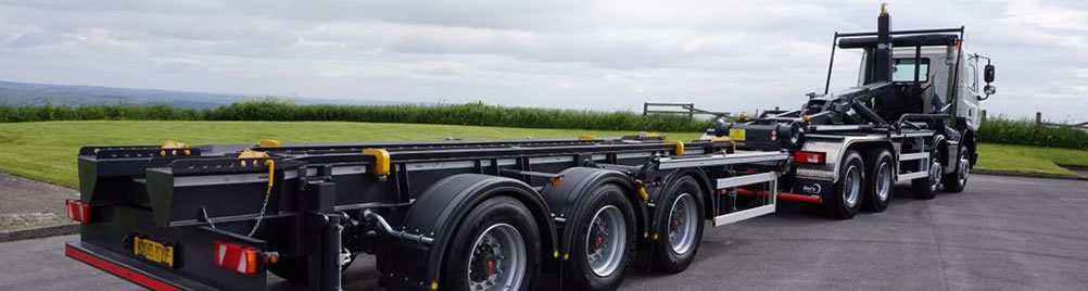 SkipMate Drawbar Trailers are Professionally Designed, and Built By Experts. The 24 tonne CHEM trailer is loaded from front or rear.